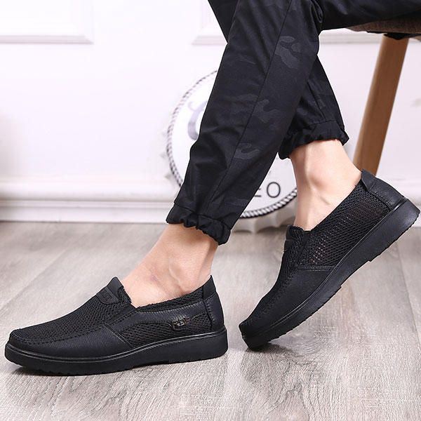 Heren Handstiksels Soft Sole Slip On Mesh Oxfords