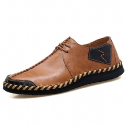 Heren Handstiksels Splicing Echt Leer Casual Zachte Oxfords