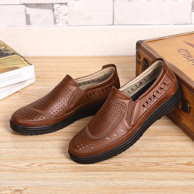 Heren Hollow Out Soft Sole Leather Oxfords