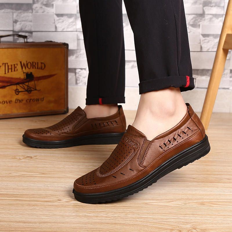 Heren Hollow Out Soft Sole Leather Oxfords