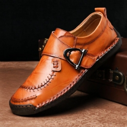 Heren Koe Lederen Stiksels Elastische Band Casual Zakelijke Oxfords