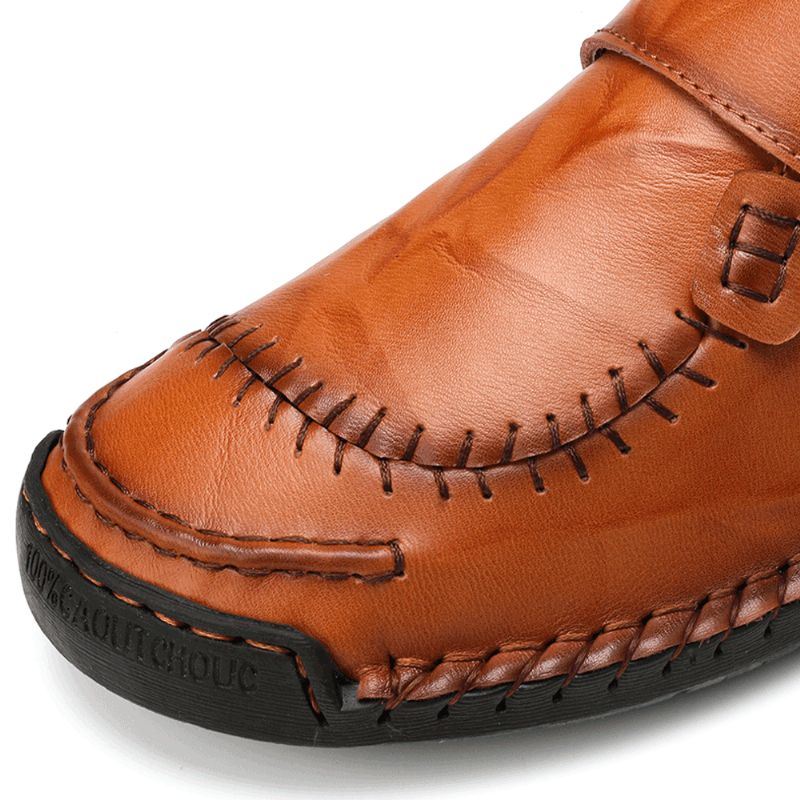 Heren Koe Lederen Stiksels Elastische Band Casual Zakelijke Oxfords