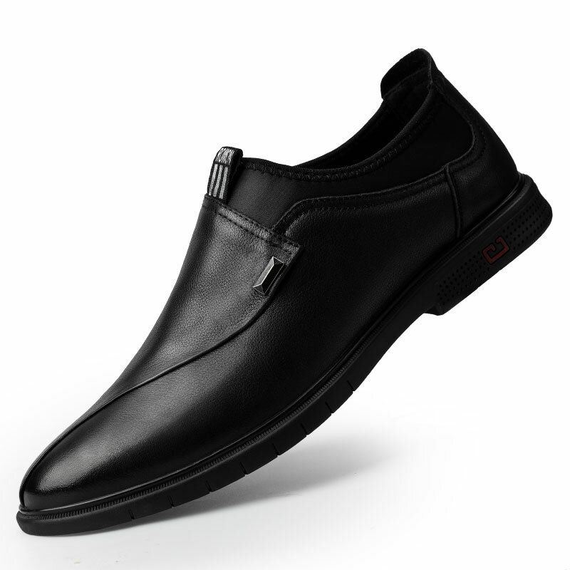 Heren Korte Leer Pure Kleur Stiksels Instappers Zakelijke Formele Loafers Schoenen