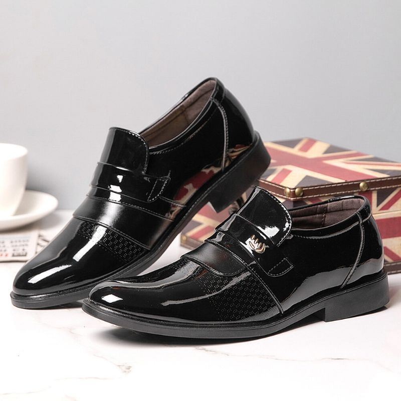 Heren Korte Puntige Teen Antislip Splicing Slip On Business Dress Shoes