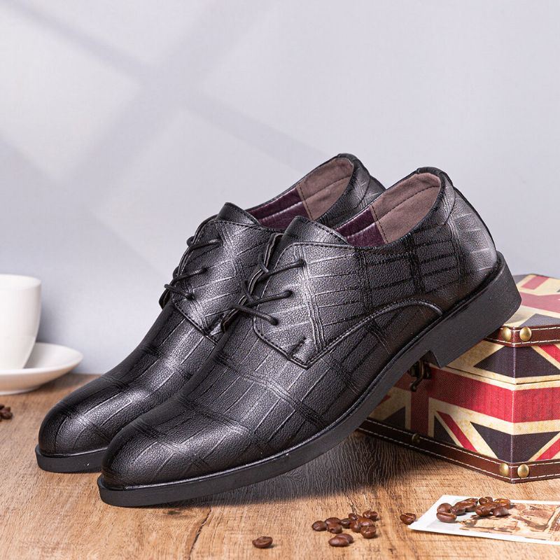 Heren Lederen Ademende Zachte Zool Klassieke Pure Kleur Oxfords Casual Zakelijke Schoenen