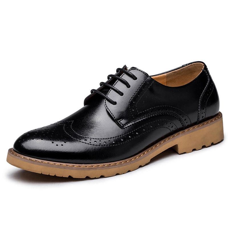 Heren Lederen Brogue Gesneden Zakelijke Casual Oxfords