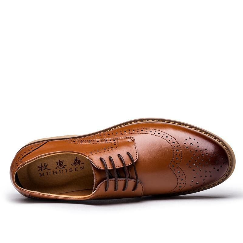 Heren Lederen Brogue Gesneden Zakelijke Casual Oxfords