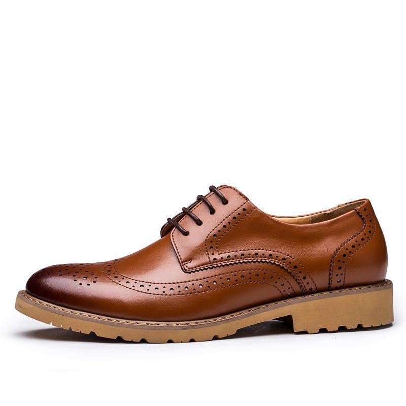 Heren Lederen Brogue Gesneden Zakelijke Casual Oxfords