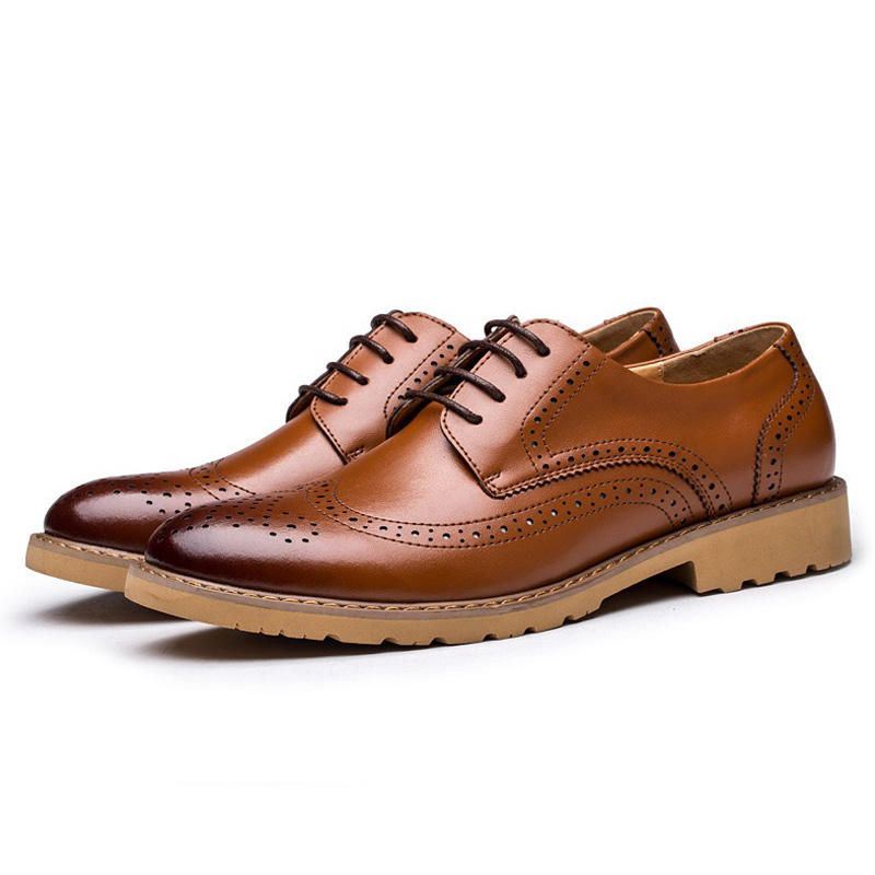 Heren Lederen Brogue Gesneden Zakelijke Casual Oxfords