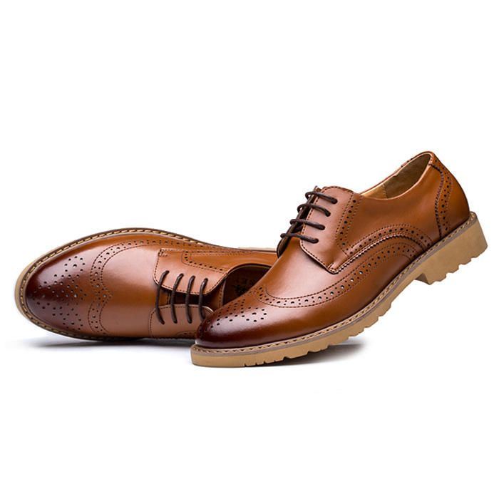 Heren Lederen Brogue Gesneden Zakelijke Casual Oxfords