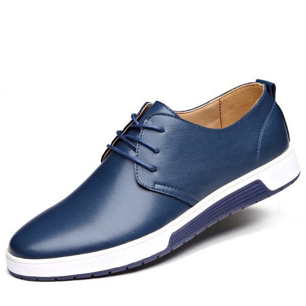 Heren Leren Oxfords Sneaker Met Ronde Neus