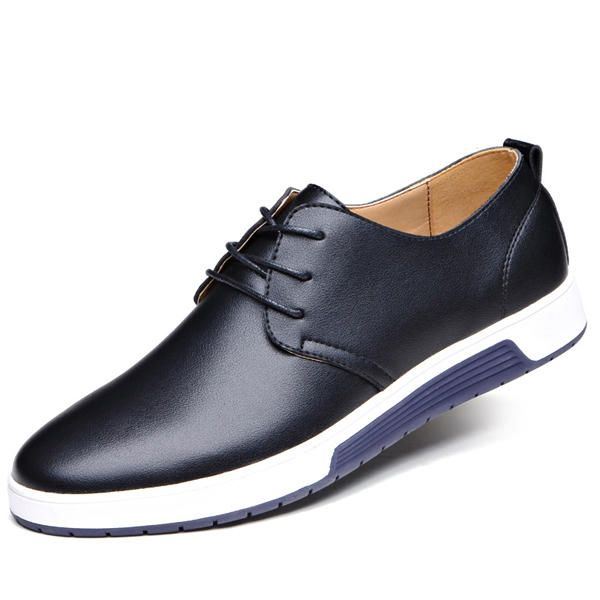 Heren Leren Oxfords Sneaker Met Ronde Neus