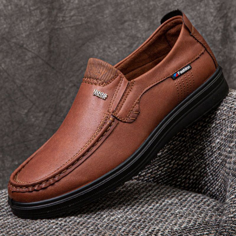 Heren Microfiber Leer Ademende Zachte Zool Slip-on Zakelijke Schoenen