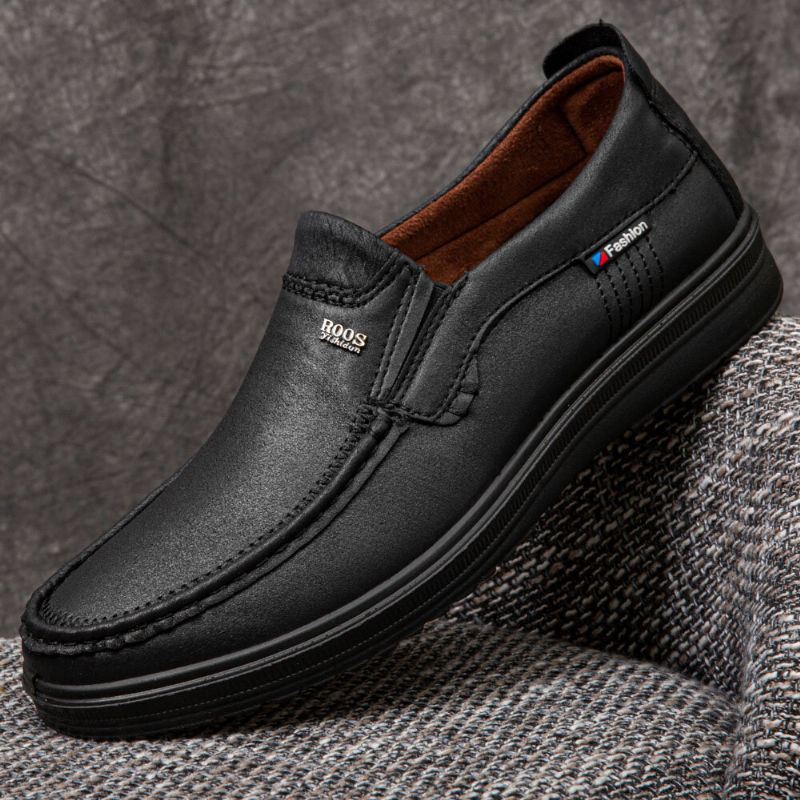 Heren Microfiber Leer Ademende Zachte Zool Slip-on Zakelijke Schoenen