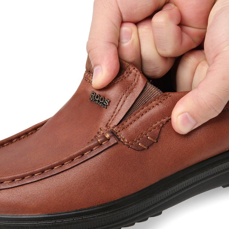 Heren Microfiber Leer Ademende Zachte Zool Slip-on Zakelijke Schoenen