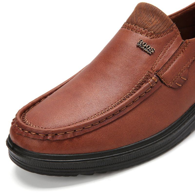 Heren Microfiber Leer Ademende Zachte Zool Slip-on Zakelijke Schoenen