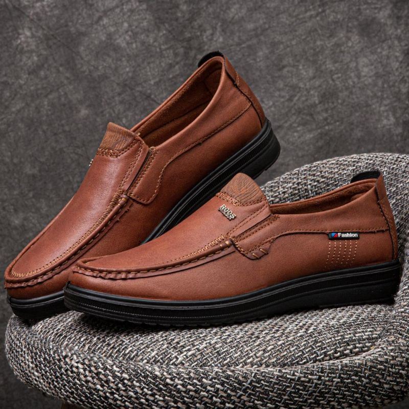 Heren Microfiber Leer Ademende Zachte Zool Slip-on Zakelijke Schoenen