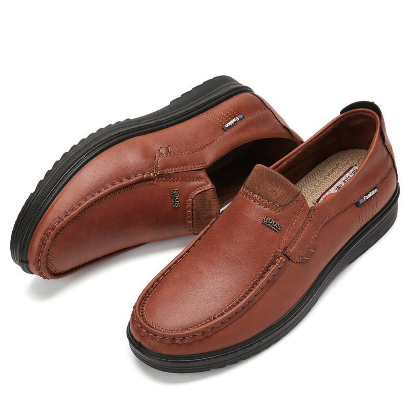 Heren Microfiber Leer Ademende Zachte Zool Slip-on Zakelijke Schoenen