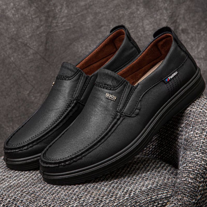 Heren Microfiber Leer Ademende Zachte Zool Slip-on Zakelijke Schoenen