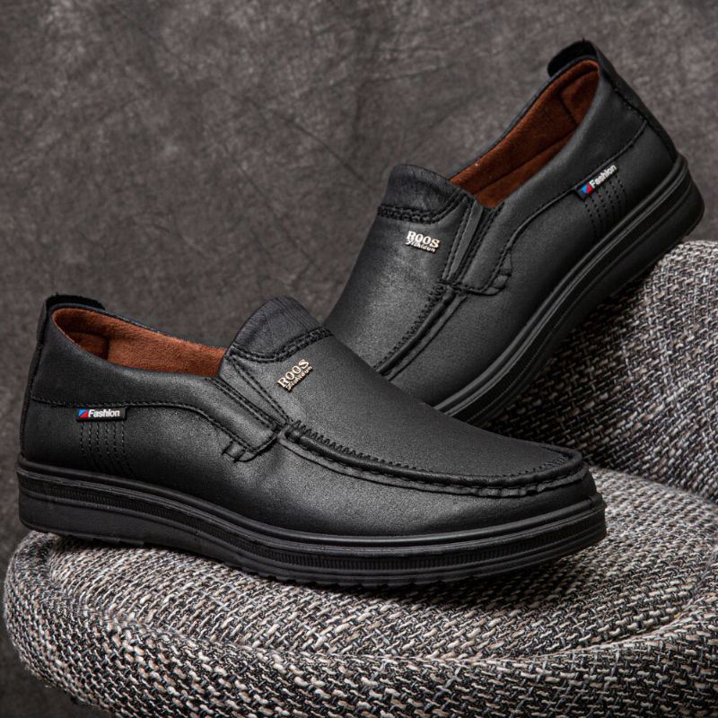 Heren Microfiber Leer Ademende Zachte Zool Slip-on Zakelijke Schoenen