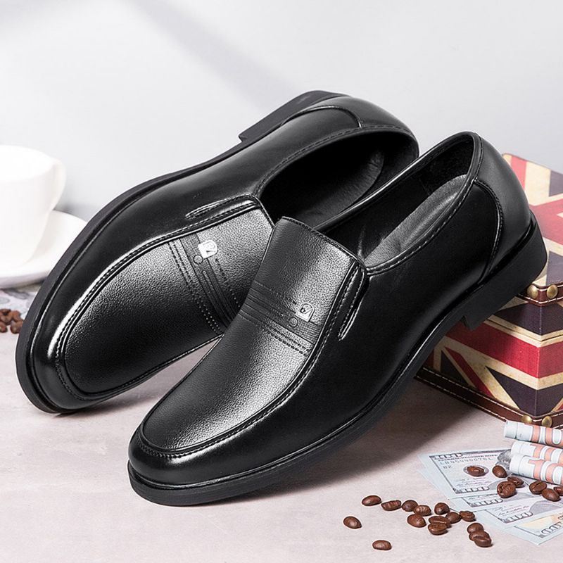 Heren Microfiber Zacht Leer Slip-on Slijtvaste Casual Comfy Business Shoes