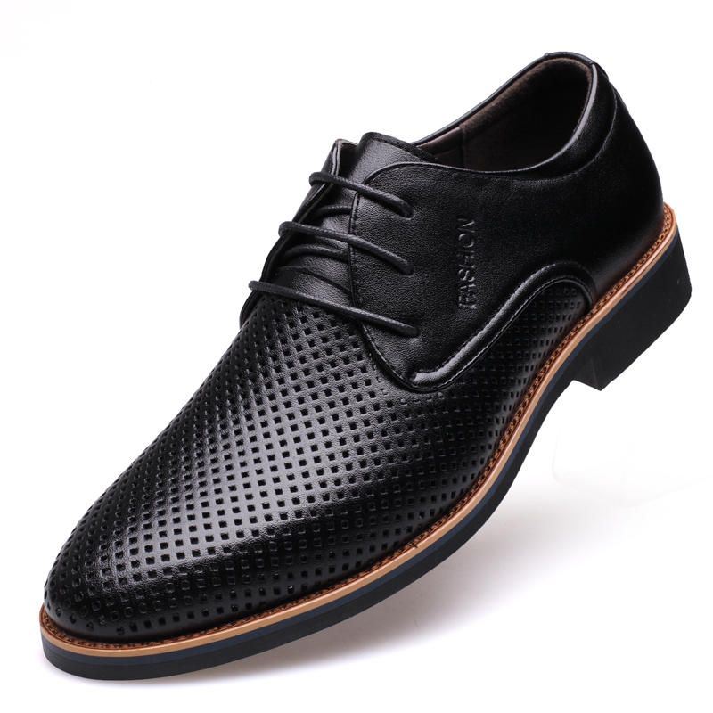 Heren Microvezel Ademend Uitgehold Zakelijk Casual Oxfords