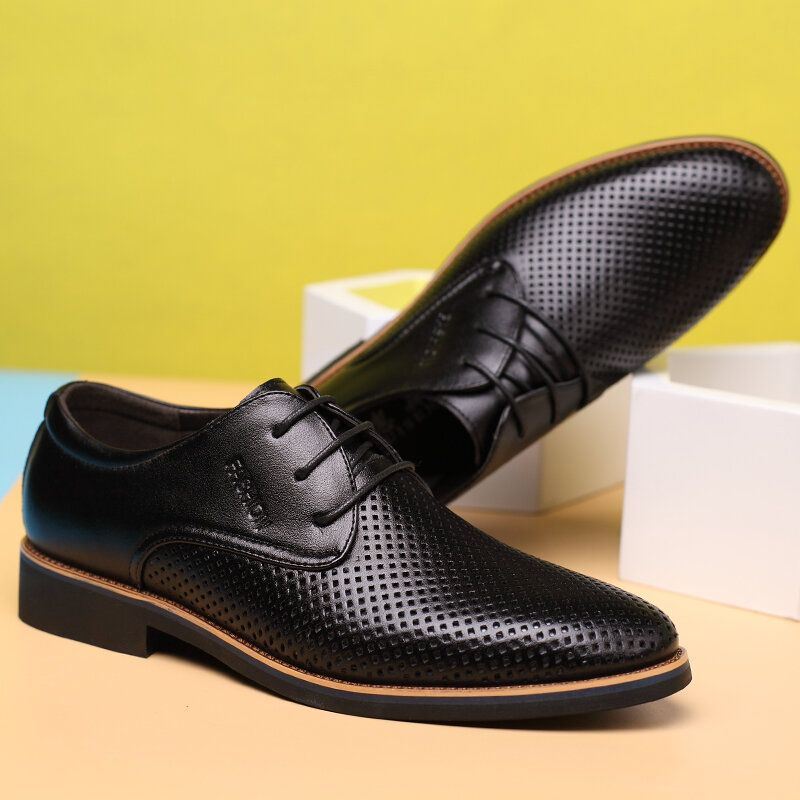 Heren Microvezel Ademend Uitgehold Zakelijk Casual Oxfords