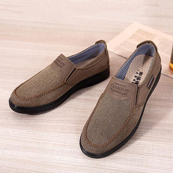 Heren Oude Peking Stijl Casual Ademende Elastische Bnad Slip On Oxfords Schoenen