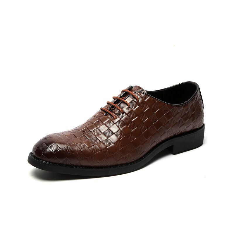 Heren Plaid Lace Up Business Dress Oxfords Formele Schoenen