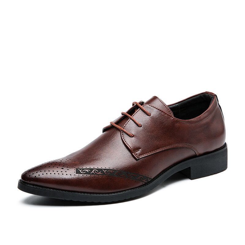 Heren Puntschoen Lace Up Business Brogue Dress Schoenen