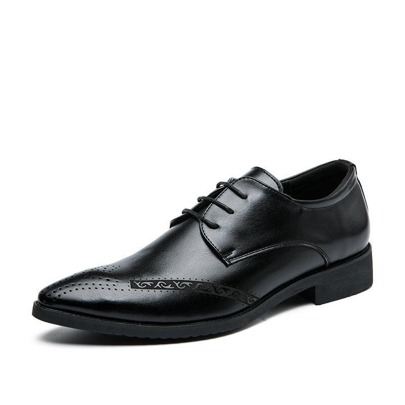 Heren Puntschoen Lace Up Business Brogue Dress Schoenen