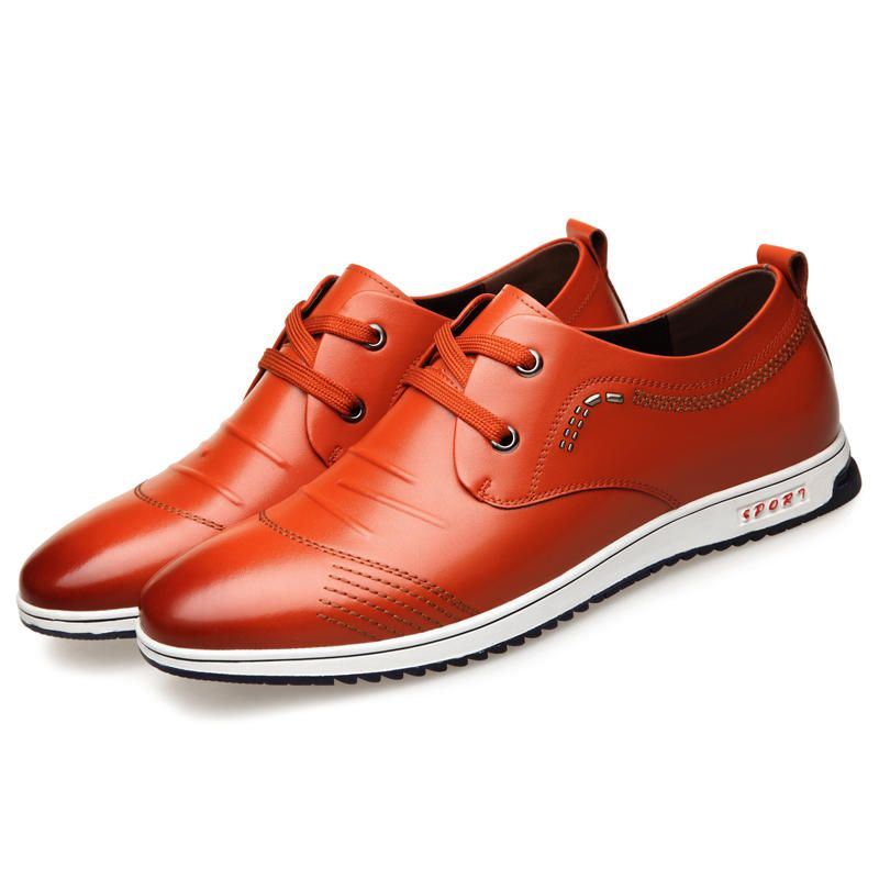 Heren Pure Kleur Leer Antislip Zachte Casual Zakelijke Oxfords Lederen Schoenen