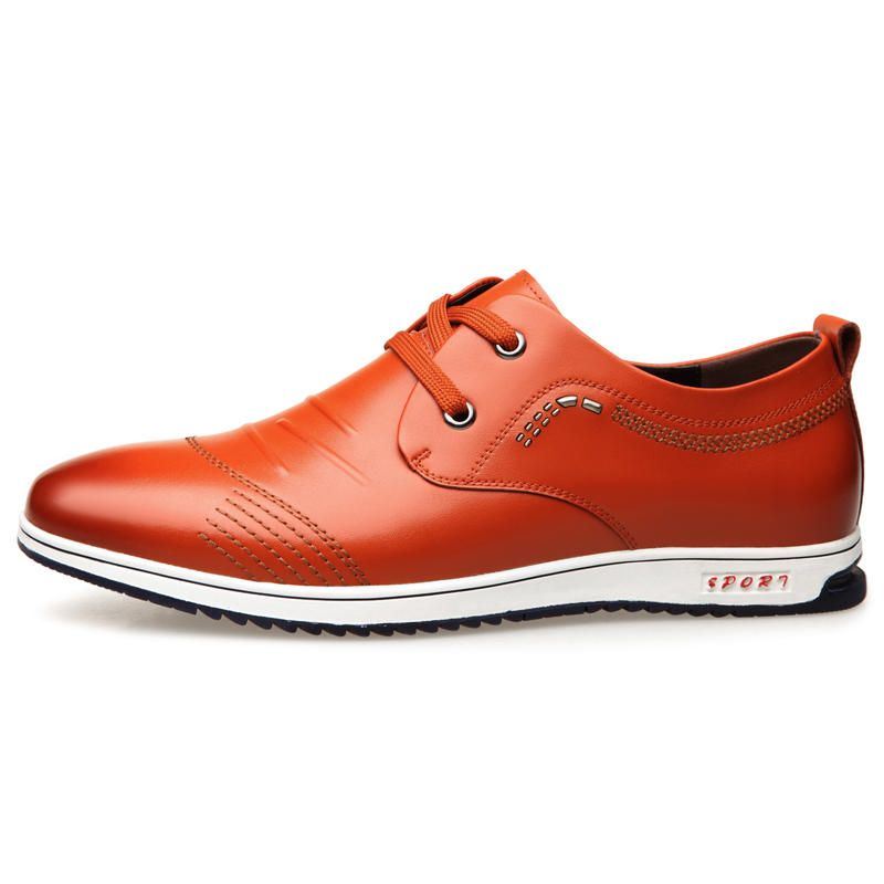 Heren Pure Kleur Leer Antislip Zachte Casual Zakelijke Oxfords Lederen Schoenen