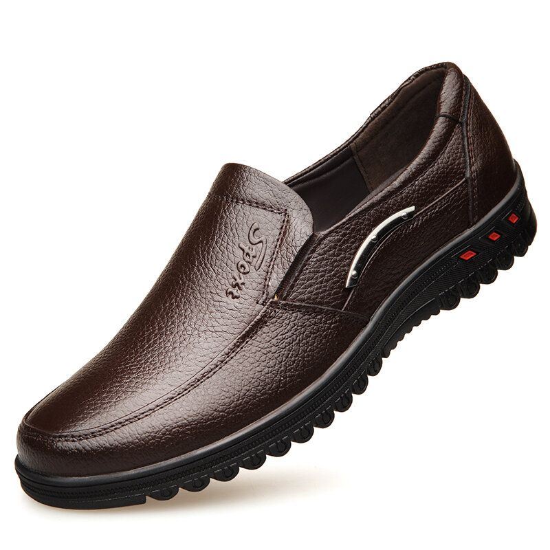 Heren Pure Kleur Non-slip Slip-on Casual Lederen Formele Schoenen