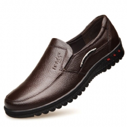 Heren Pure Kleur Non-slip Slip-on Casual Lederen Formele Schoenen