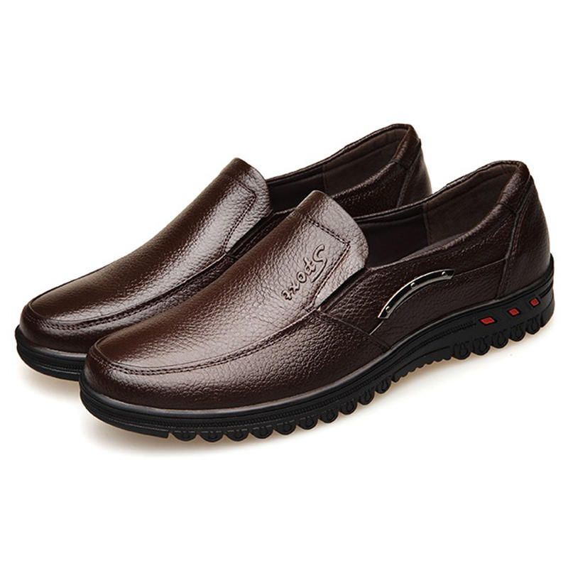 Heren Pure Kleur Non-slip Slip-on Casual Lederen Formele Schoenen