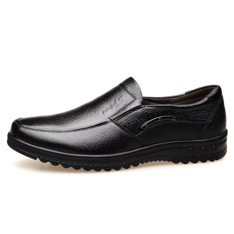 Heren Pure Kleur Non-slip Slip-on Casual Lederen Formele Schoenen