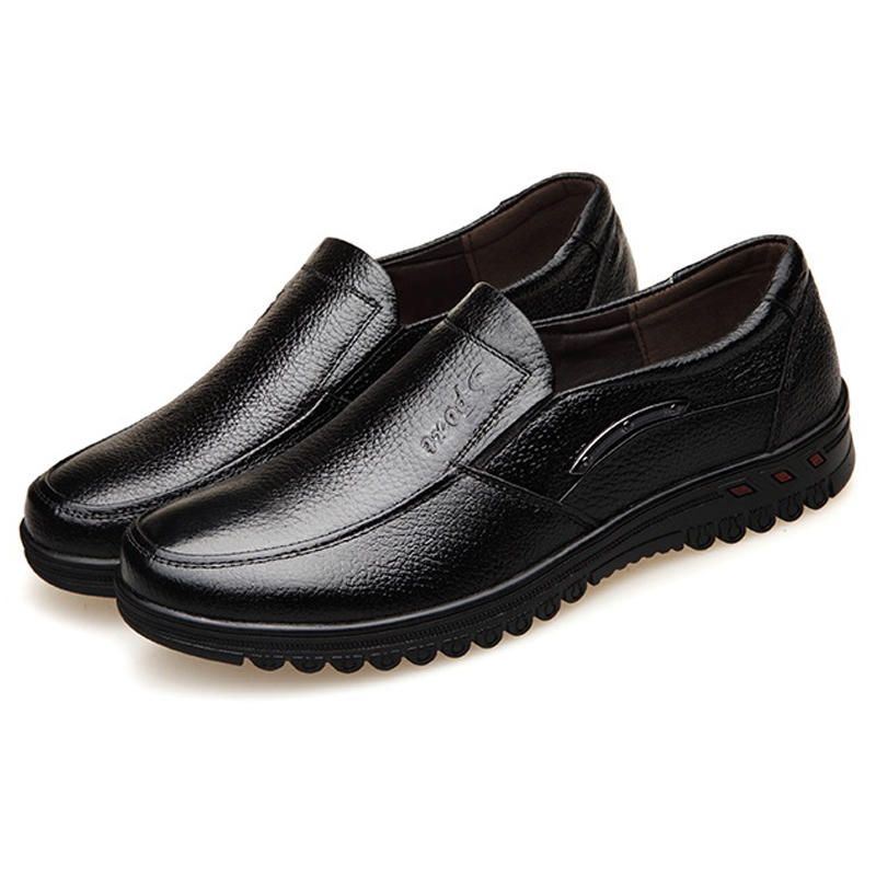 Heren Pure Kleur Non-slip Slip-on Casual Lederen Formele Schoenen