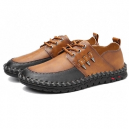 Heren Retro Handstiksels Zachte Casual Zakelijke Lederen Oxfords