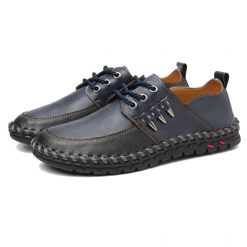 Heren Retro Handstiksels Zachte Casual Zakelijke Lederen Oxfords