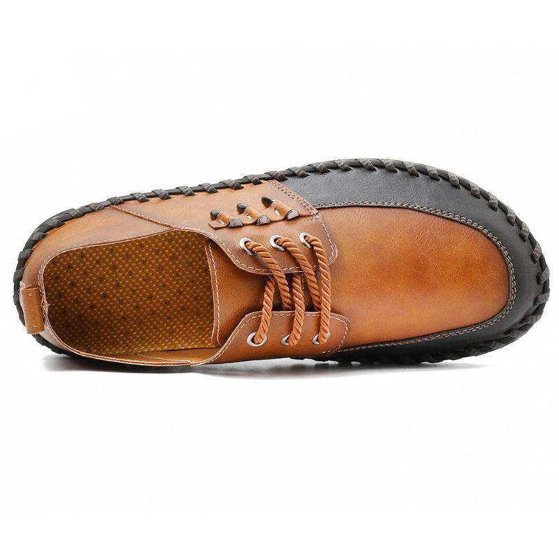 Heren Retro Handstiksels Zachte Casual Zakelijke Lederen Oxfords