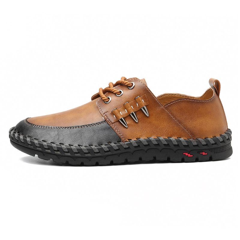 Heren Retro Handstiksels Zachte Casual Zakelijke Lederen Oxfords