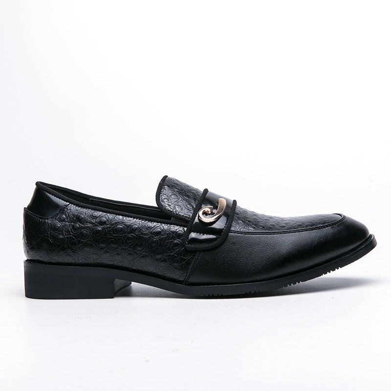 Heren Retro Metal Splicing Leather Comfy Slip On Business Casual Gentle Shoes