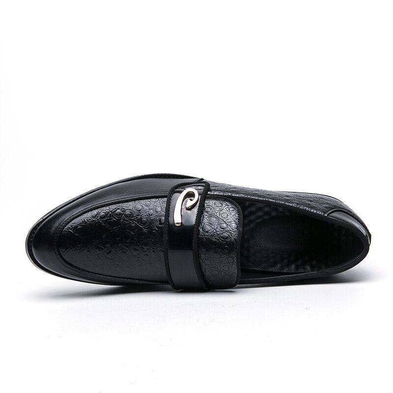 Heren Retro Metal Splicing Leather Comfy Slip On Business Casual Gentle Shoes