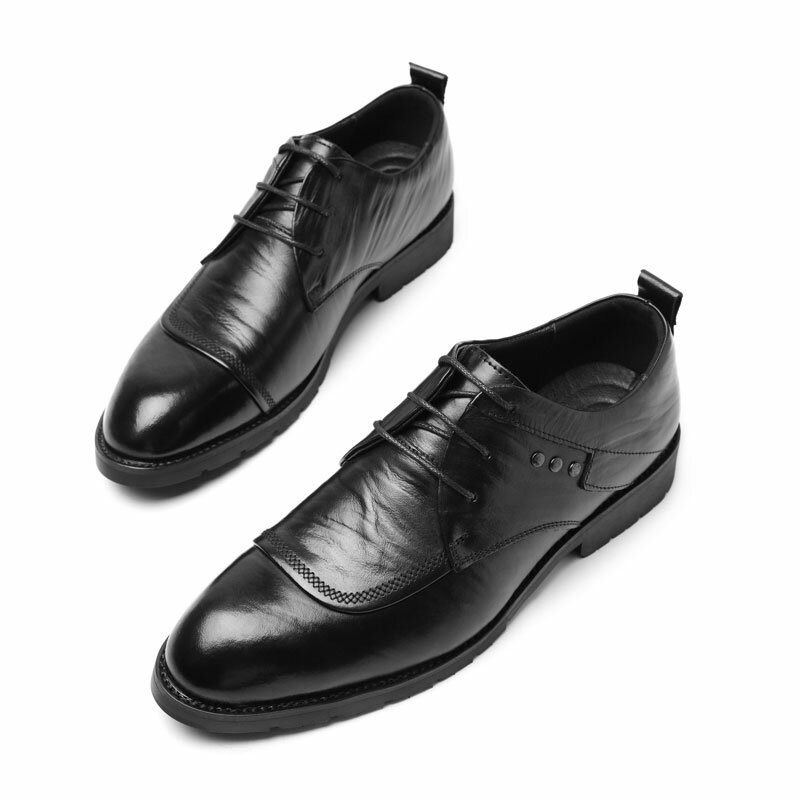 Heren Rundleer Oxfords Lace Up Jurk Zakelijke Schoenen