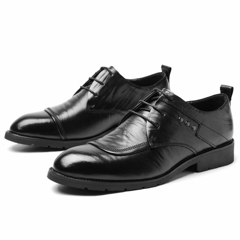 Heren Rundleer Oxfords Lace Up Jurk Zakelijke Schoenen