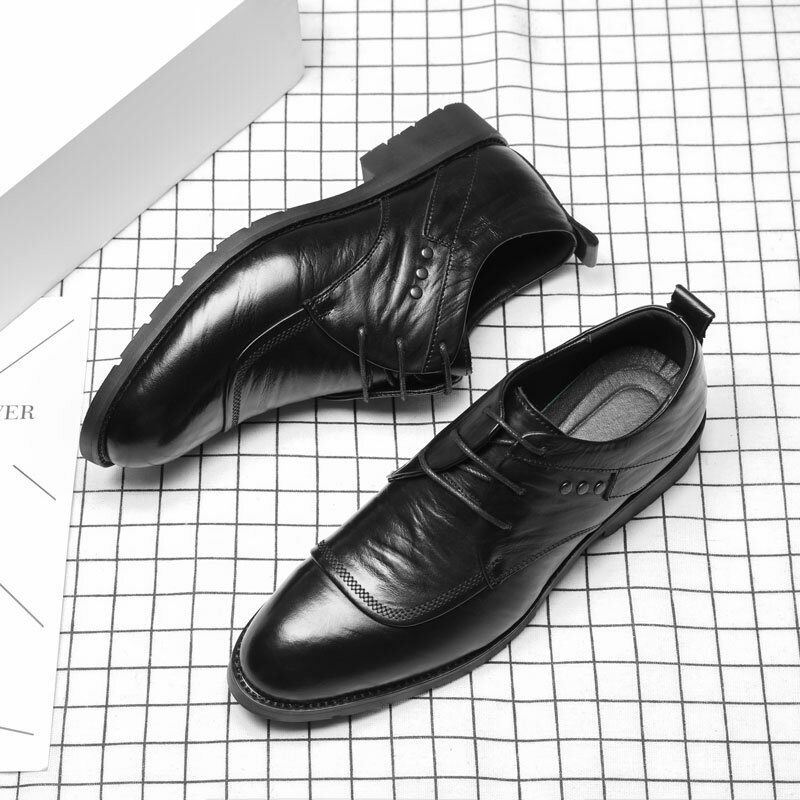 Heren Rundleer Oxfords Lace Up Jurk Zakelijke Schoenen