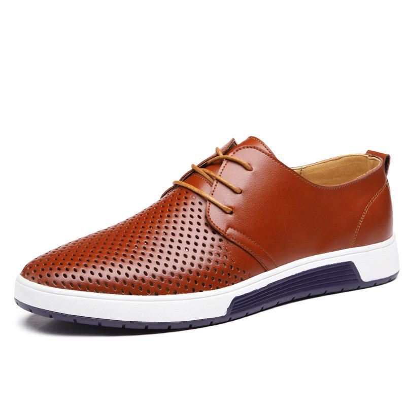 Heren Soft Leather Casual Business Office Flat Oxfords