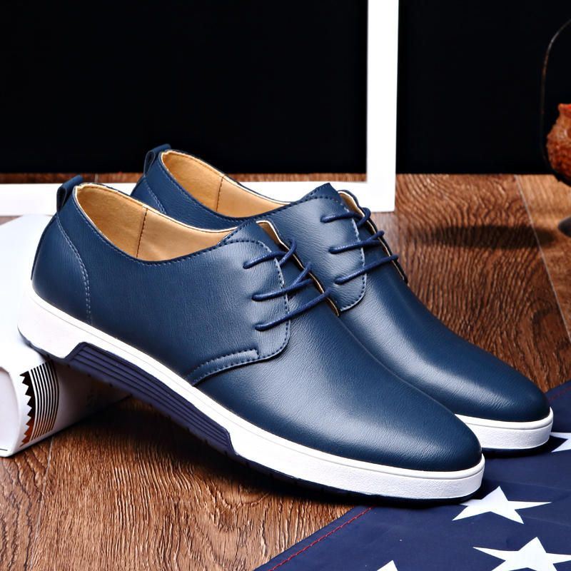 Heren Soft Leather Casual Business Office Flat Oxfords