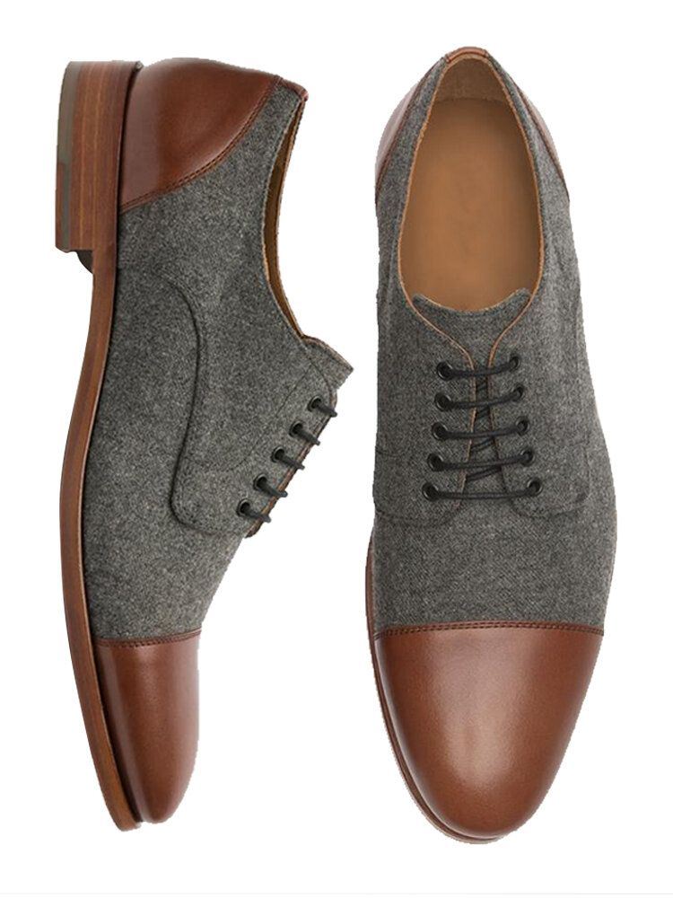 Heren Stijlvolle Cap Top Oxfords Lace Up Formele Kleding Schoenen